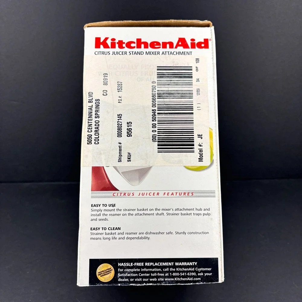 KitchenAid JE Citrus Juicer Stand Mixer Attachment White with Strainer 2003